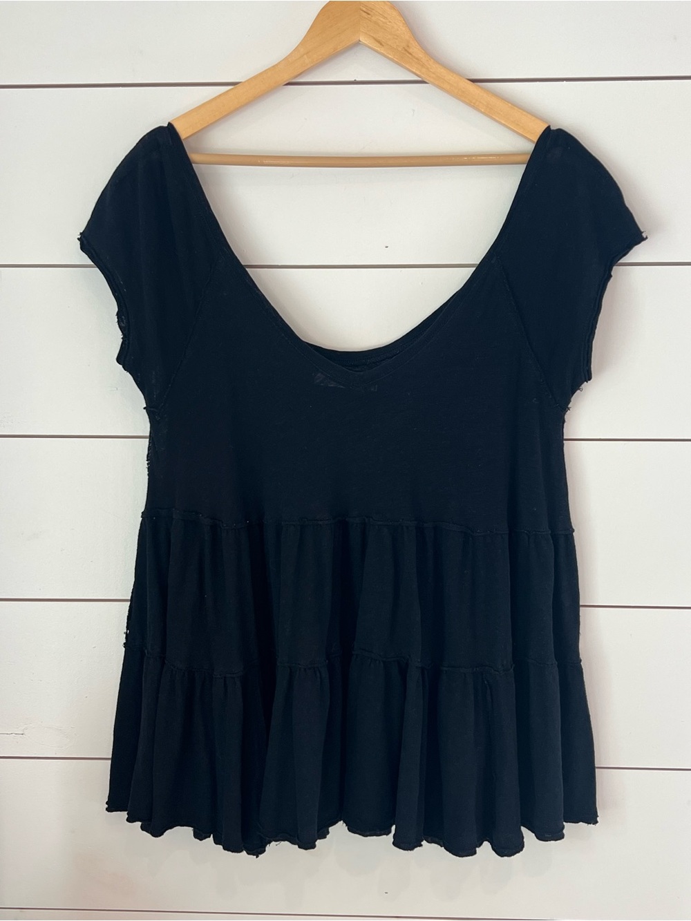 We The Free Black Soft Scoop Neck Top /boho/